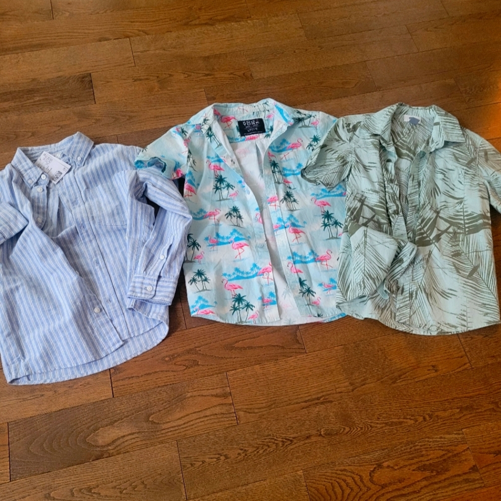 Set Of 3, Button Up Boys Shirts